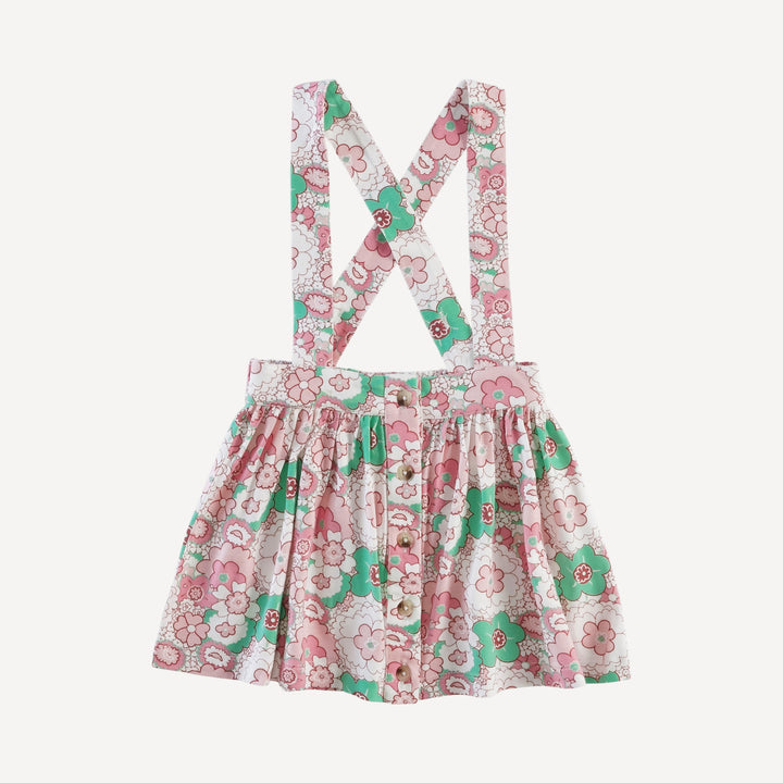 suspender skirt | mint pink mid-century floral | bamboo