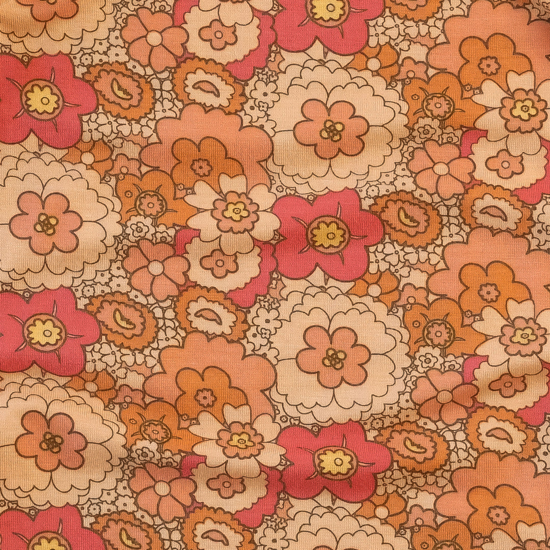 short sleeve drop waist gathered top | mod 60s floral | lenzing modal