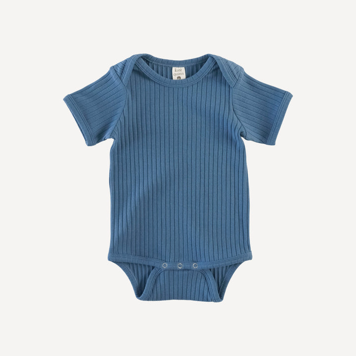 short sleeve lap neck bodysuit | moonlight | organic cotton wide rib