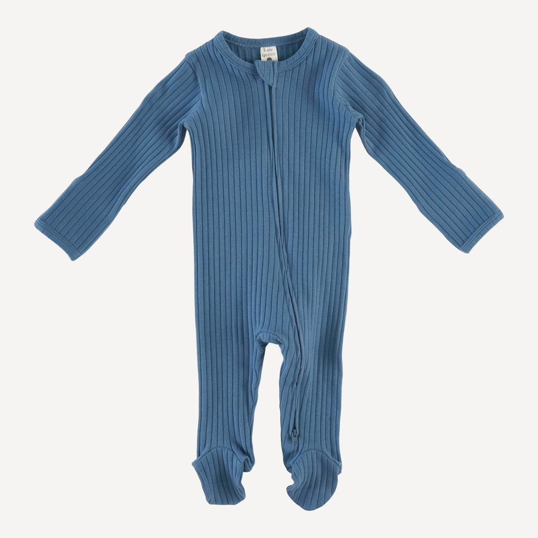 long sleeve zipper footie | moonlight | organic cotton wide rib