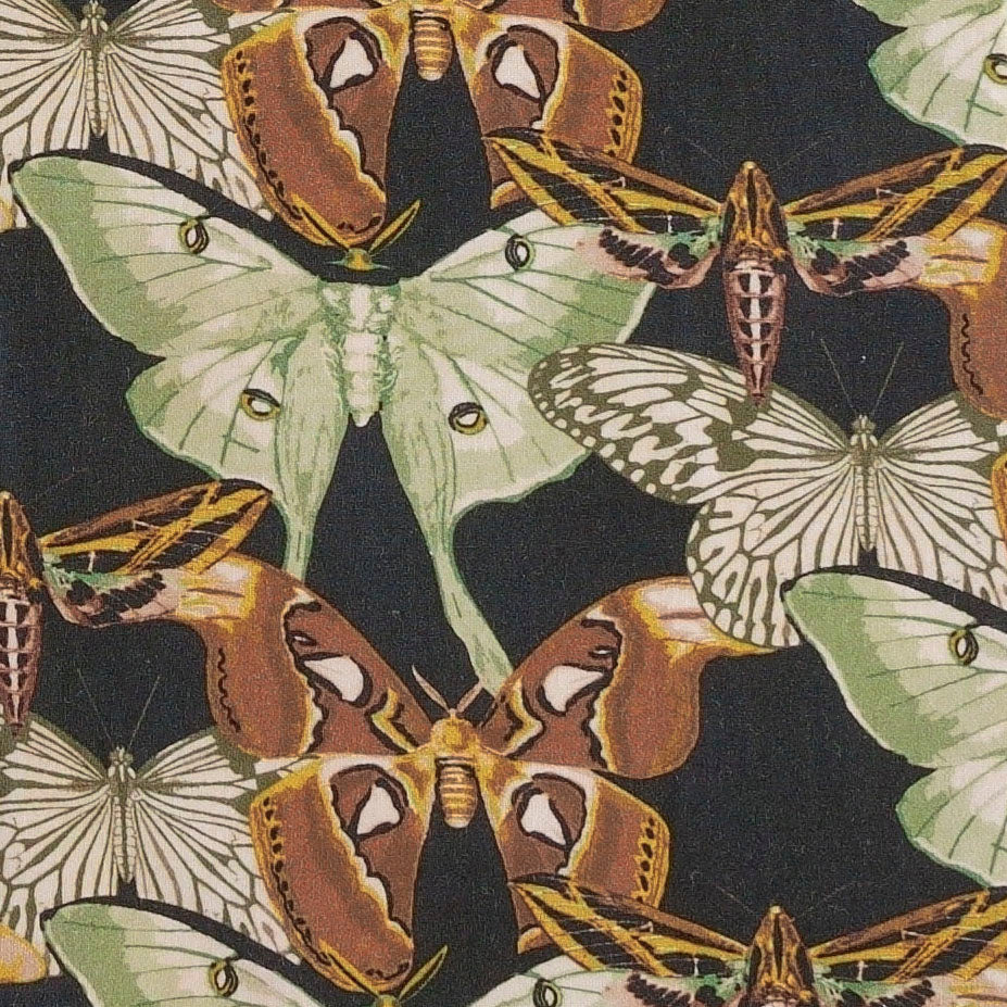 small ruffle bonnet | moth wallpaper | organic cotton mid-weight woven