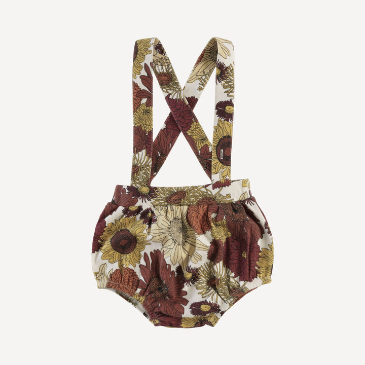 suspender bubble bloomer | multi sunflower | organic cotton interlock