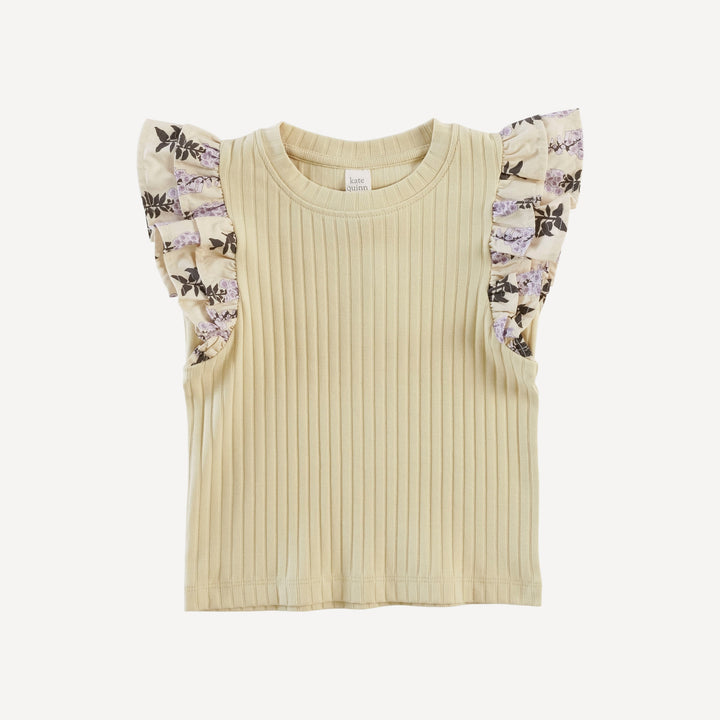 sleeveless double ruffle top | mushroom cap | classic rib