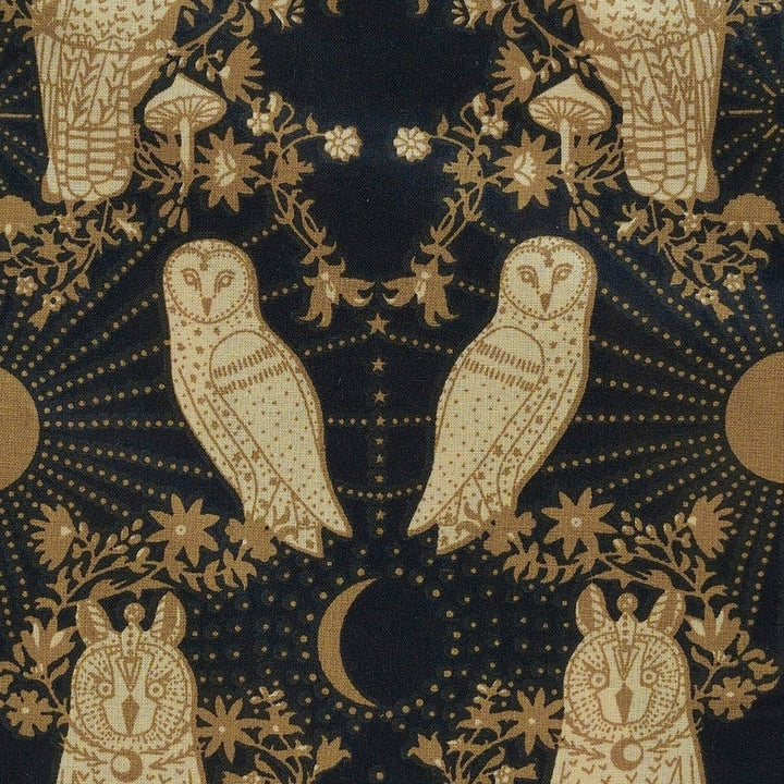 womens spaghetti tie prairie dress | mystical owl | organic cotton woven