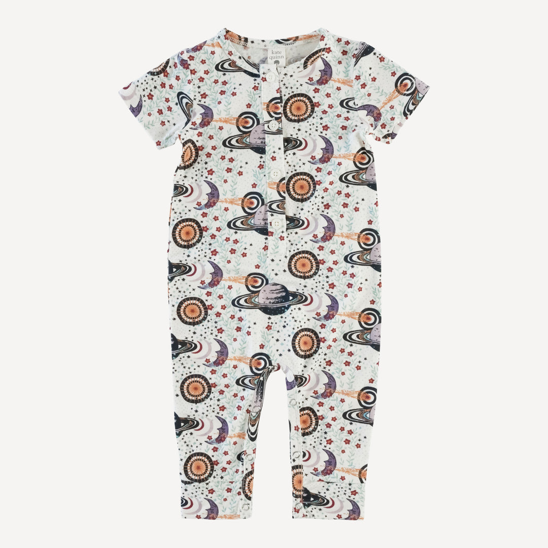 short sleeve button sport jumpsuit | mystical planets | lenzing modal