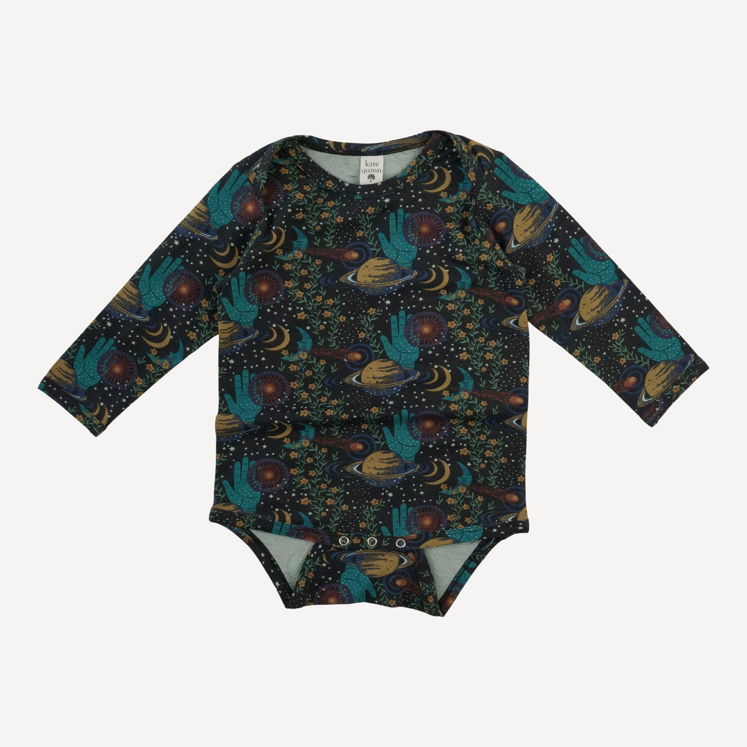 long sleeve lap neck bodysuit | mystical planets | bamboo