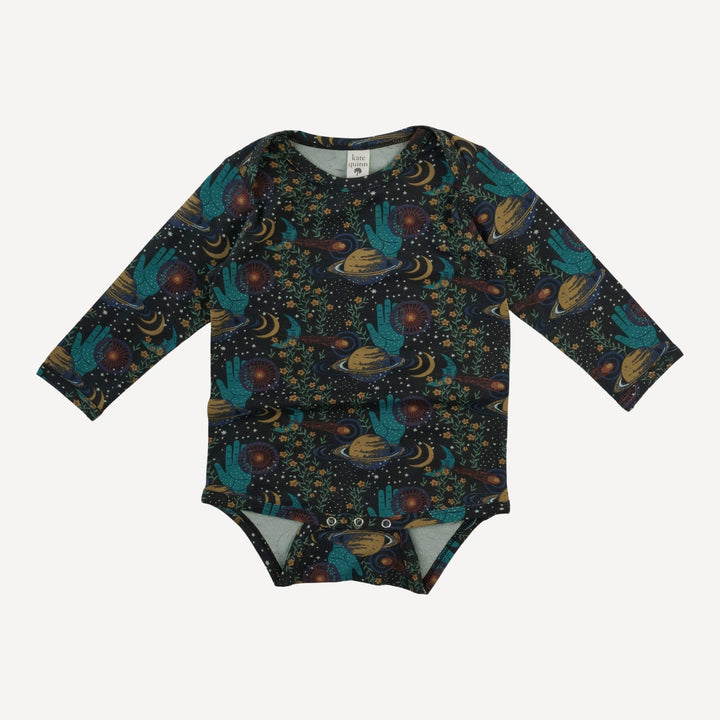 long sleeve lap neck bodysuit | mystical planets | bamboo