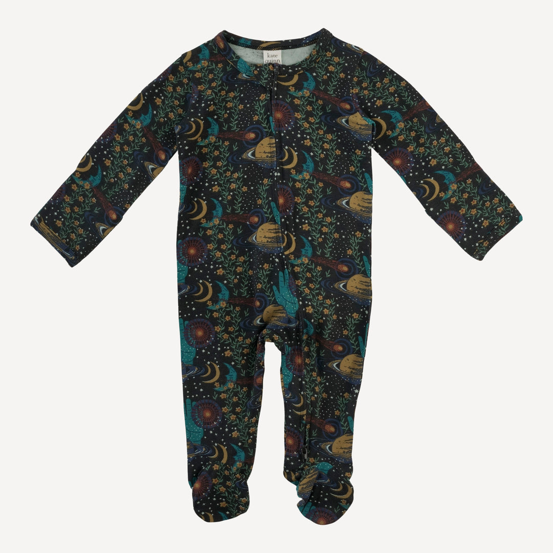 long sleeve two way zipper footie | mystical planets | bamboo