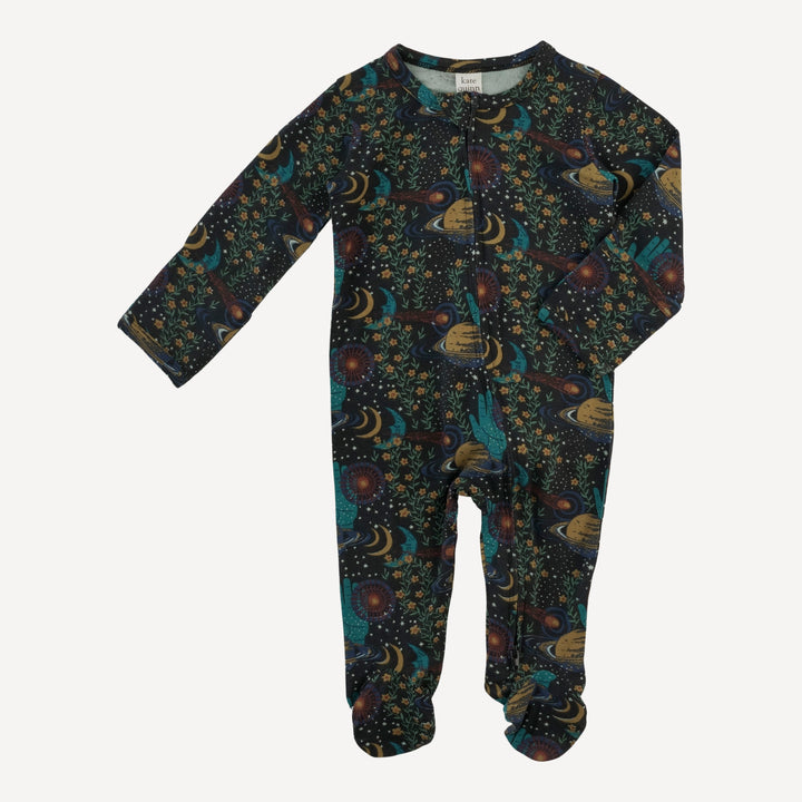 long sleeve two way zipper footie | mystical planets | bamboo