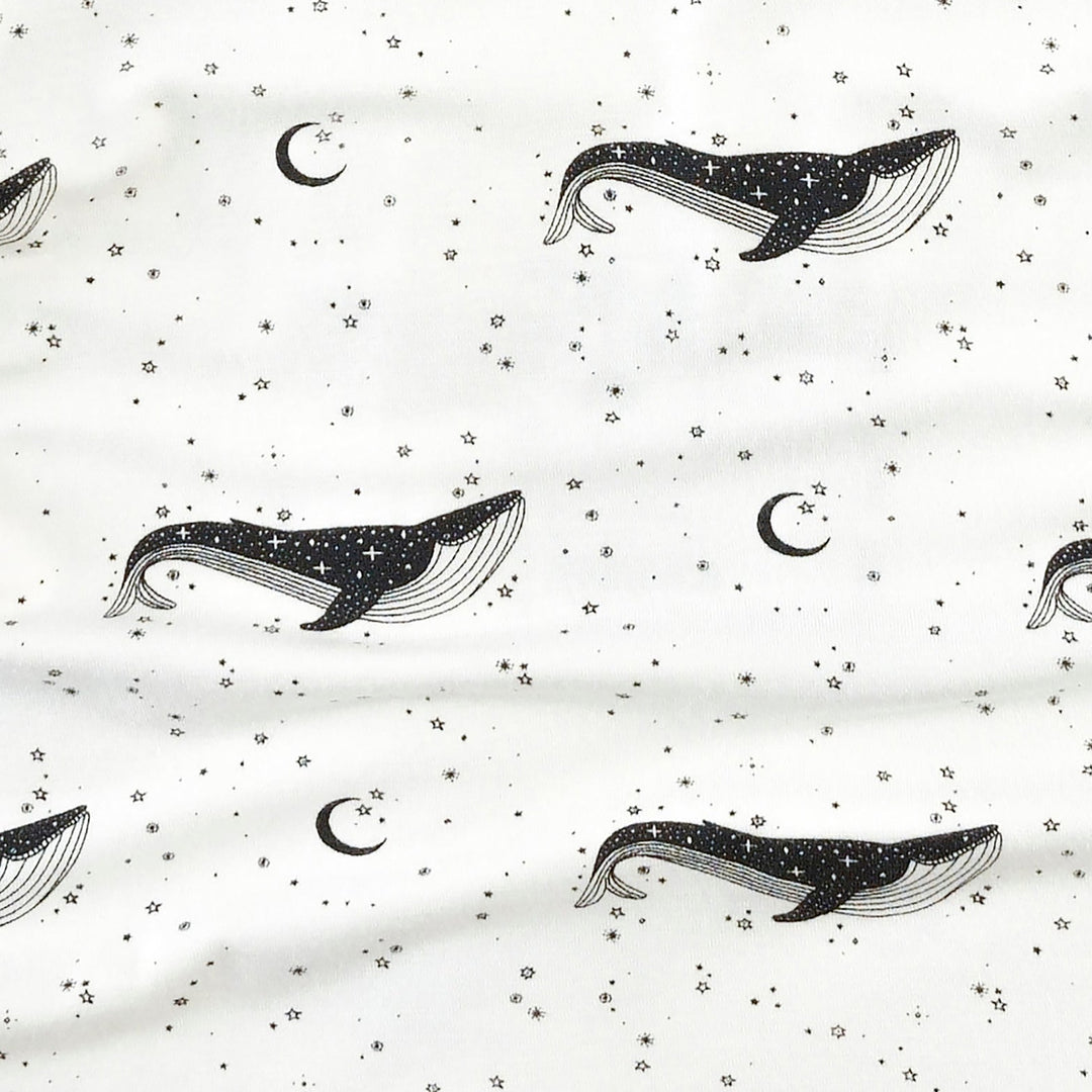 patch pocket overall shortie | mystical whales | bamboo