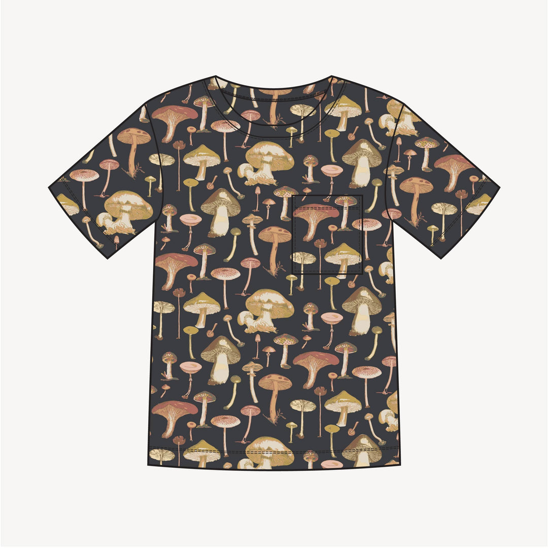 PREORDER mens short sleeve pocket tee | black mushroom litho | modal