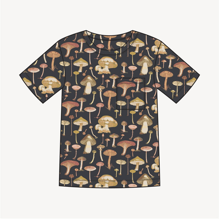 PREORDER mens short sleeve pocket tee | black mushroom litho | modal