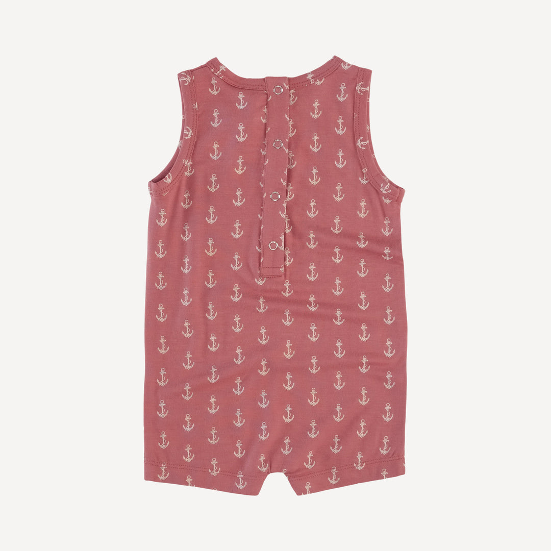 sleeveless topstitch shortie | nautical red anchor | lenzing modal