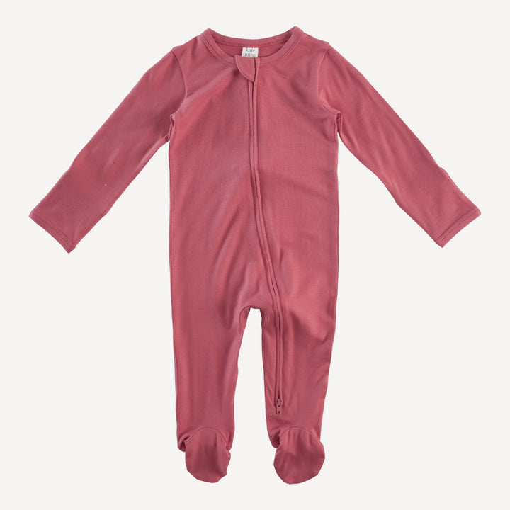 long sleeve two way zipper footie | nautical red | bamboo