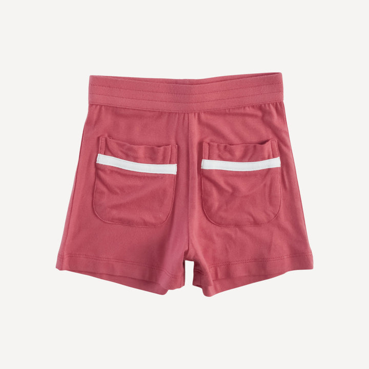 short sleeve sailor collar top + front pocket short set | nautical red | bamboo