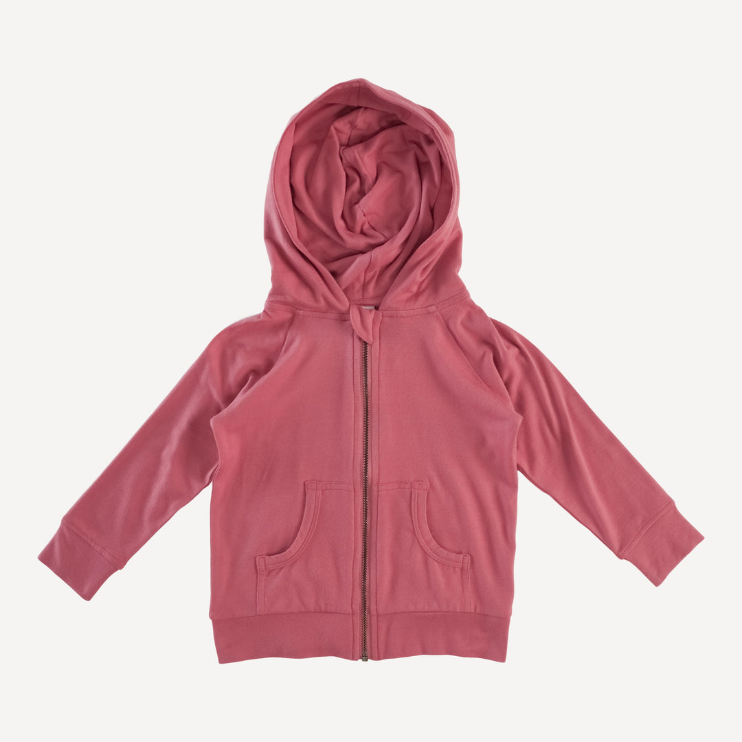 zip front pocket hoodie | nautical red | bamboo