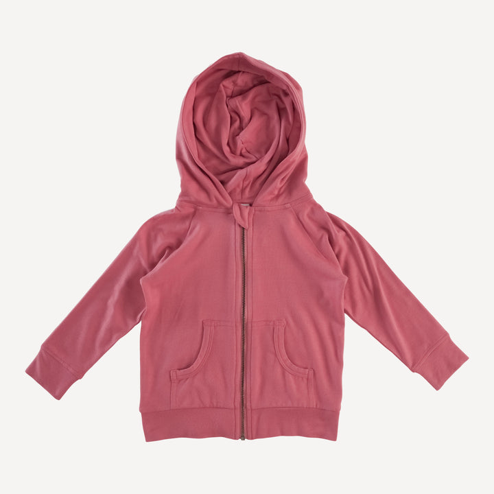 zip front pocket hoodie | nautical red | bamboo