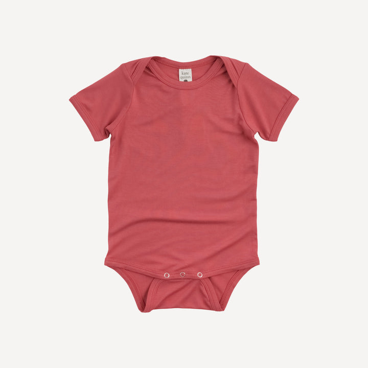 short sleeve lap neck bodysuit | nautical red | bamboo
