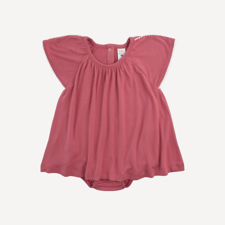 flutter sleeve pom pom dress bubble | nautical red | bamboo