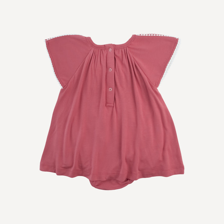 flutter sleeve pom pom dress bubble | nautical red | bamboo