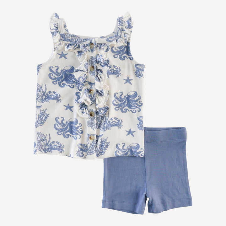 alice tank + bike short set | nautical toile | bamboo
