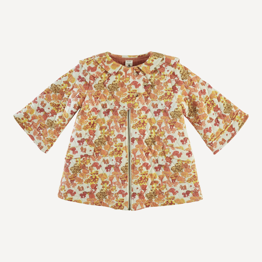 quilted diamond yoke double collar jacket | neutral multi mushroom | organic cotton jersey