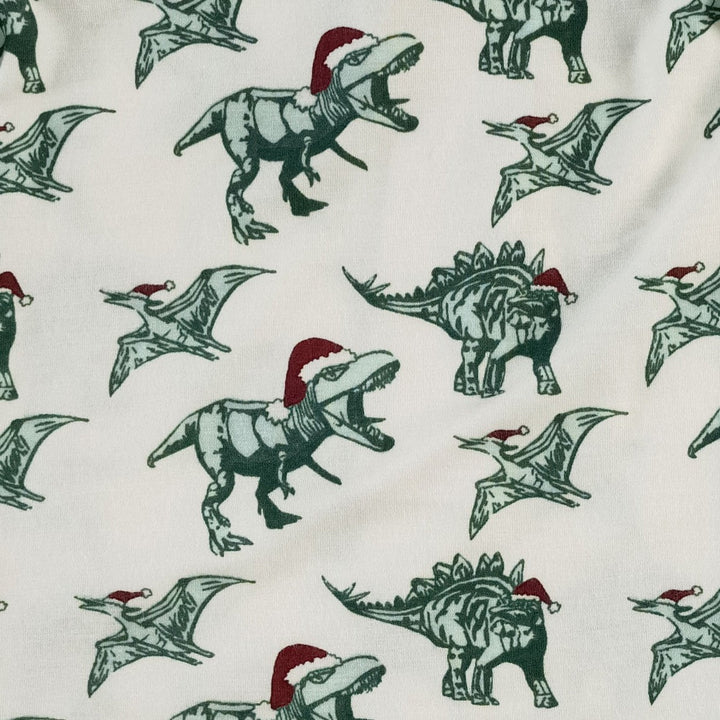 long sleeve two way zipper footie | santa dino | bamboo