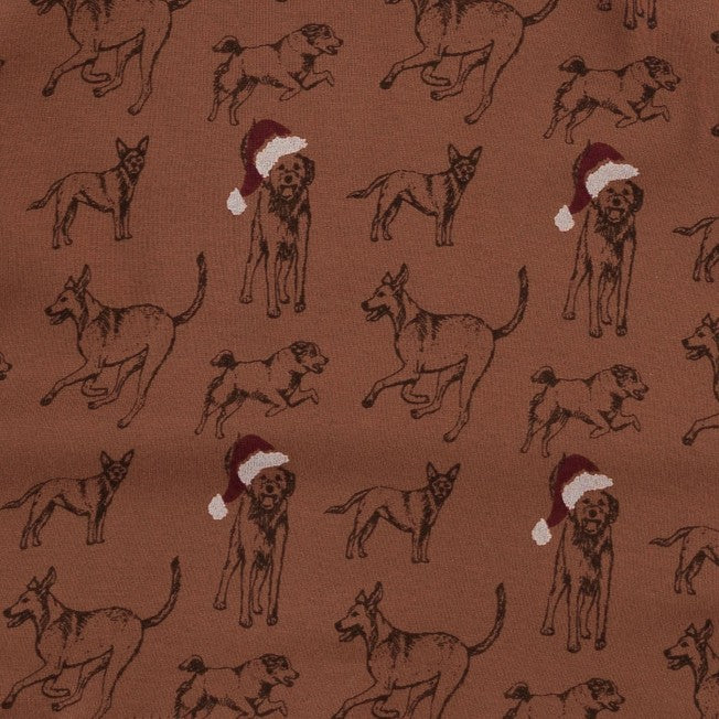 womens crew neck pj set | santa mutts | organic cotton flat rib