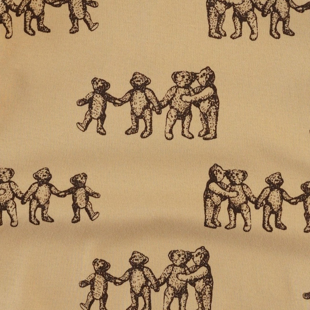 long sleeve button front v-waist jumpsuit | classic teddy bear | organic cotton flat rib