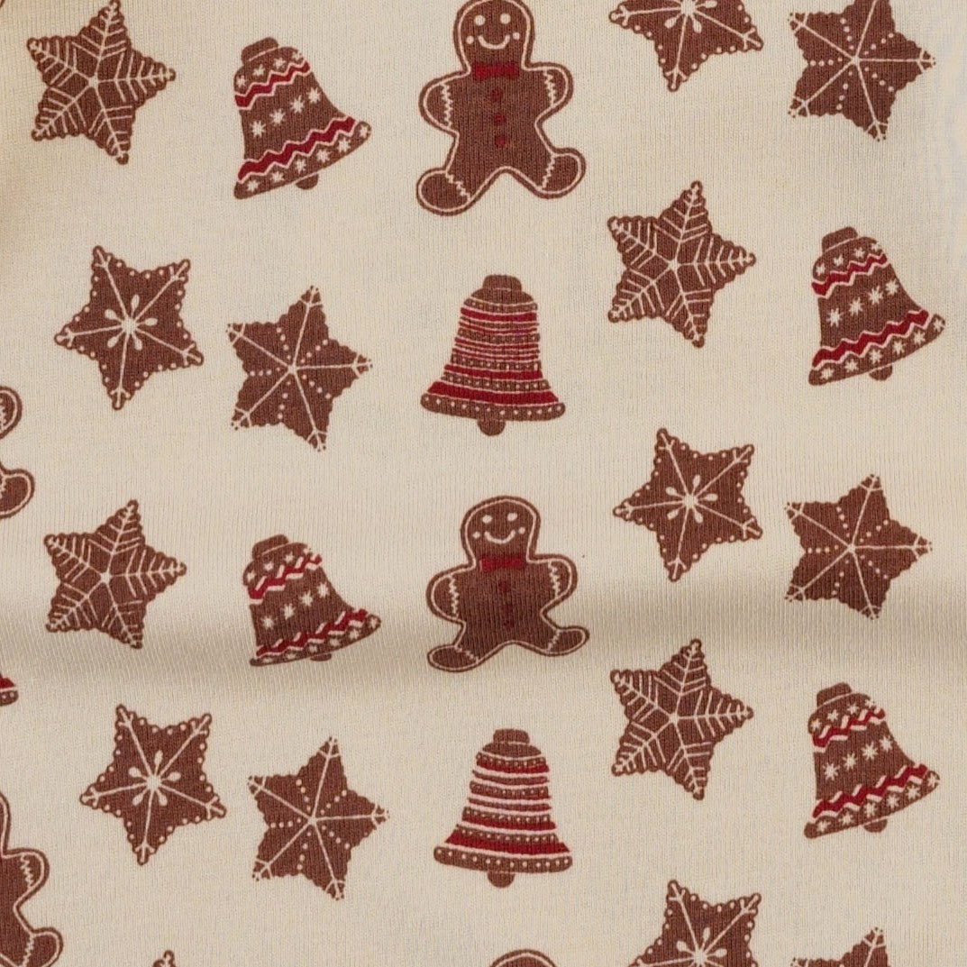 long sleeve two way zipper footie | gingerbread cookies | organic cotton flat rib