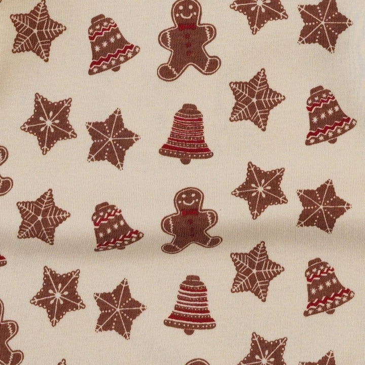 long sleeve two way zipper footie | gingerbread cookies | organic cotton flat rib