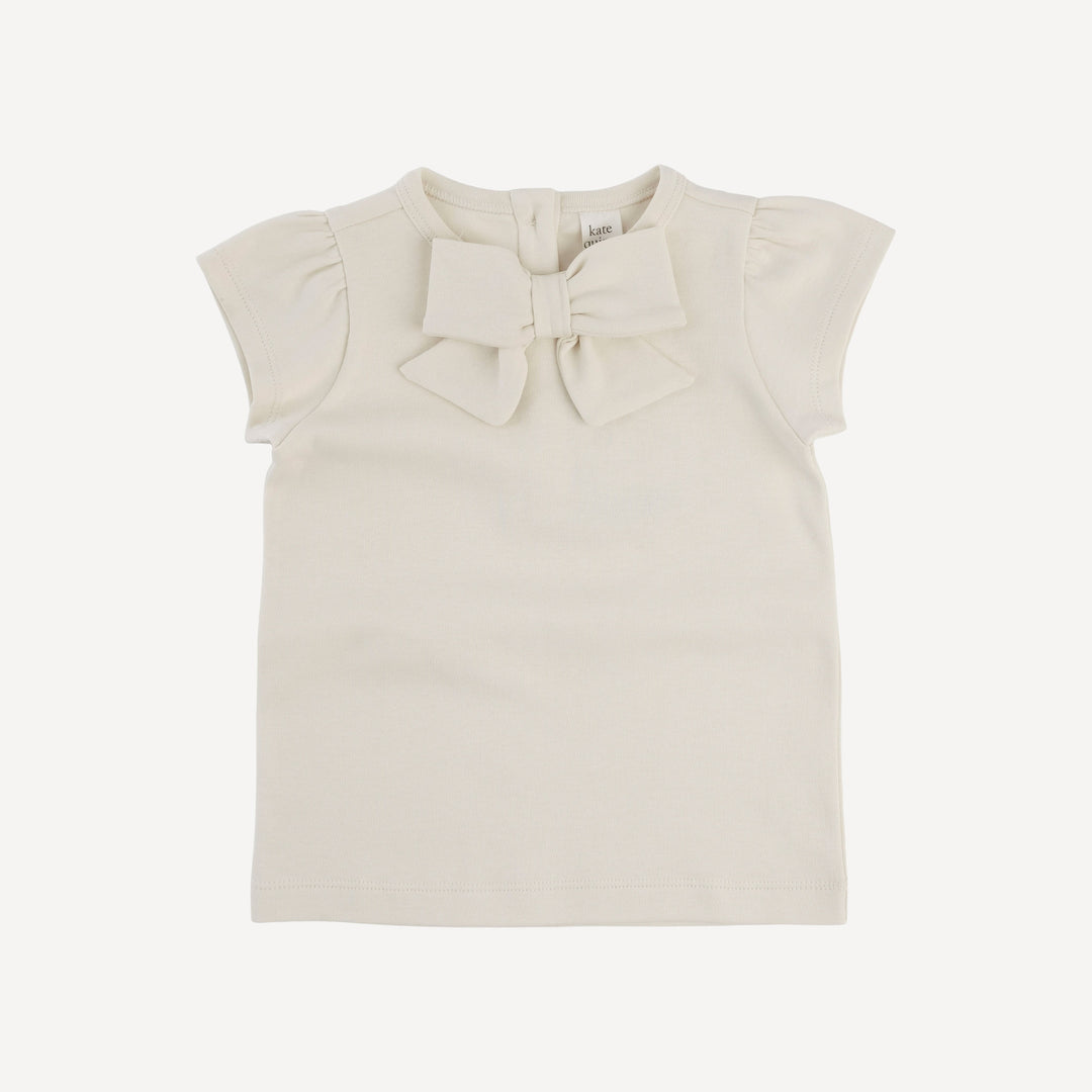 cap sleeve bow top | oatmeal | organic cotton interlock