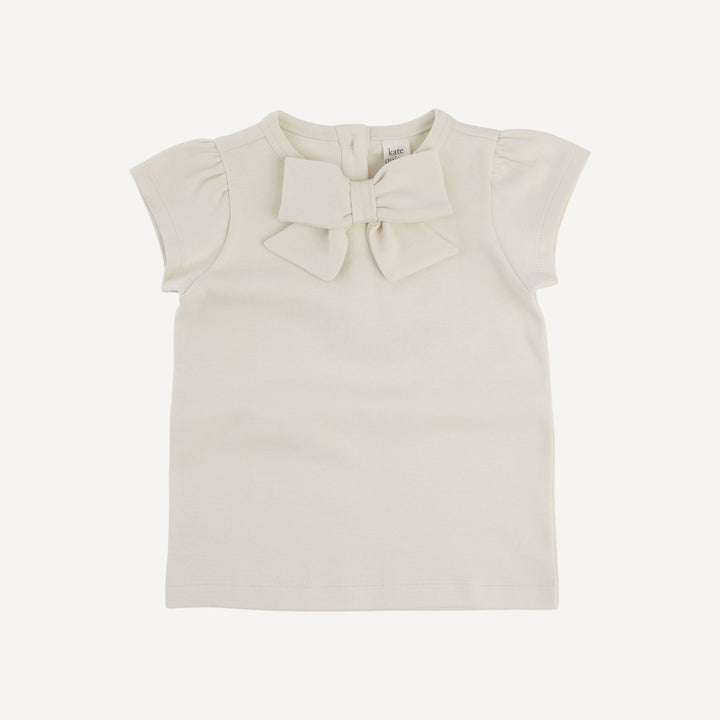 cap sleeve bow top | oatmeal | organic cotton interlock