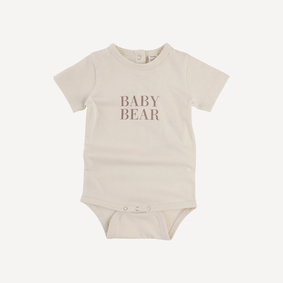 baby bear short sleeve crew neck bodysuit | oatmeal | organic cotton jersey