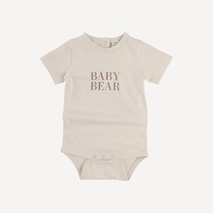 baby bear short sleeve crew neck bodysuit | oatmeal | organic cotton jersey