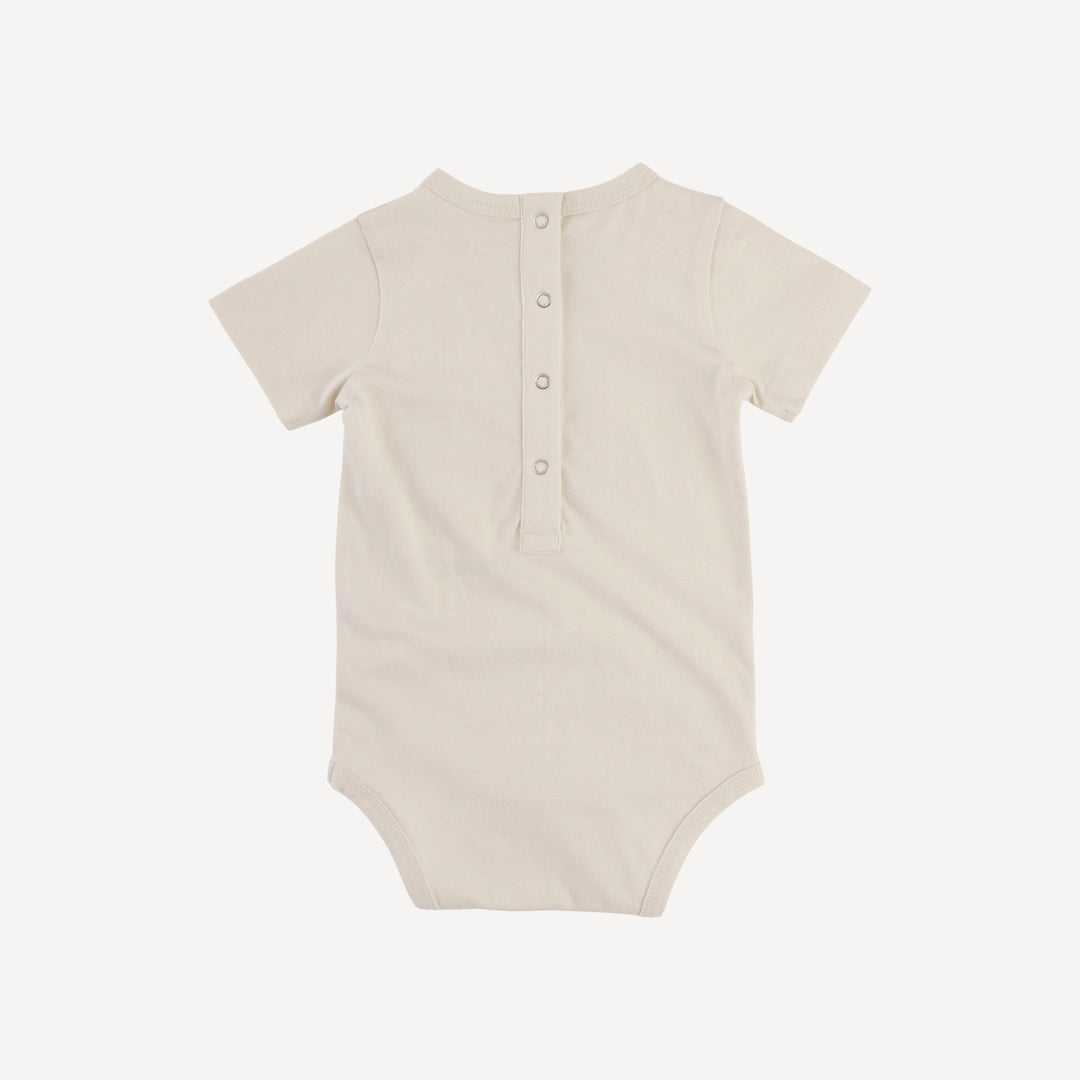 baby bear short sleeve crew neck bodysuit | oatmeal | organic cotton jersey