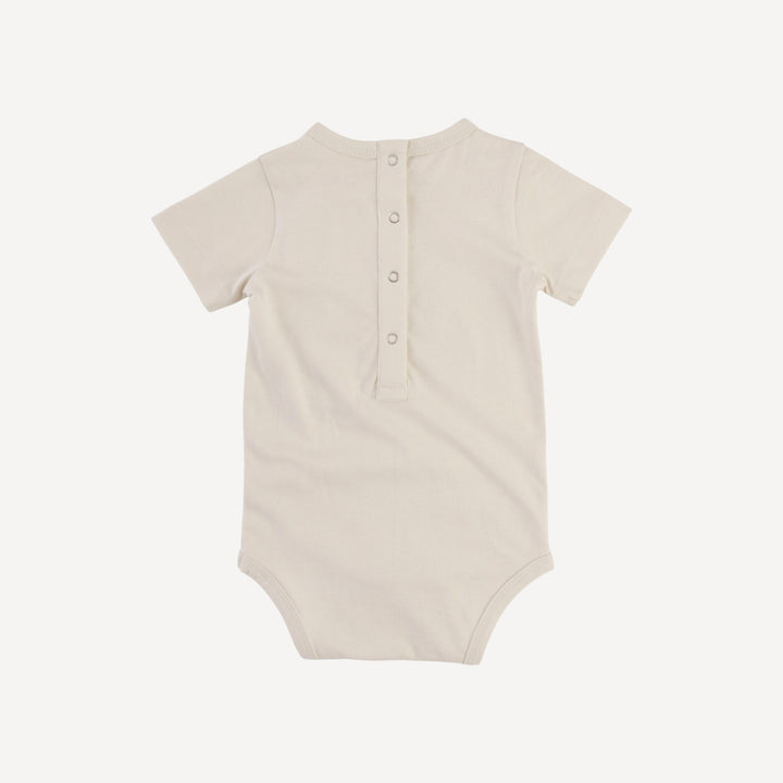 baby bear short sleeve crew neck bodysuit | oatmeal | organic cotton jersey