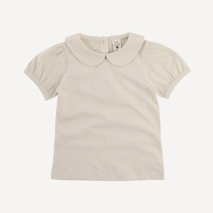 short sleeve peter pan top | oatmeal | organic cotton jersey