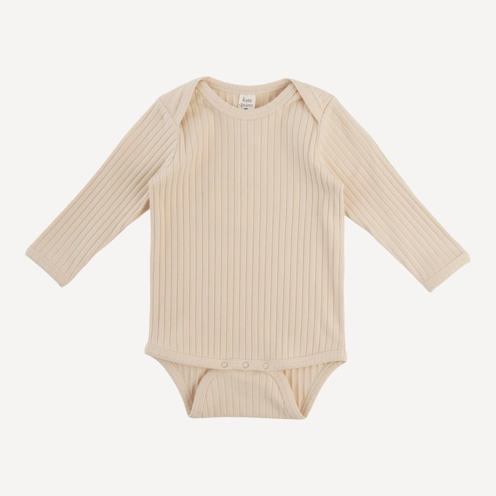 long sleeve lap neck bodysuit | oatmeal | organic cotton wide rib