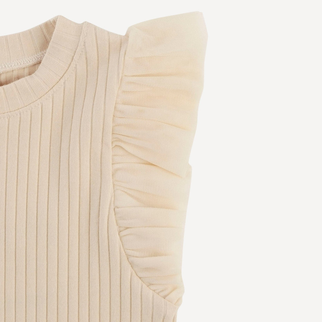 100 acre wood tulle flutter tee | oatmeal | organic cotton wide rib