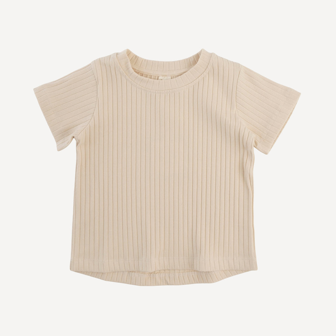 short sleeve essential boxy tee | oatmeal | organic cotton wide rib