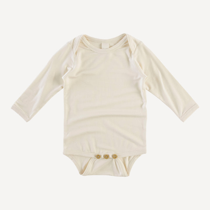 long sleeve lap neck bodysuit | oatmeal | modal