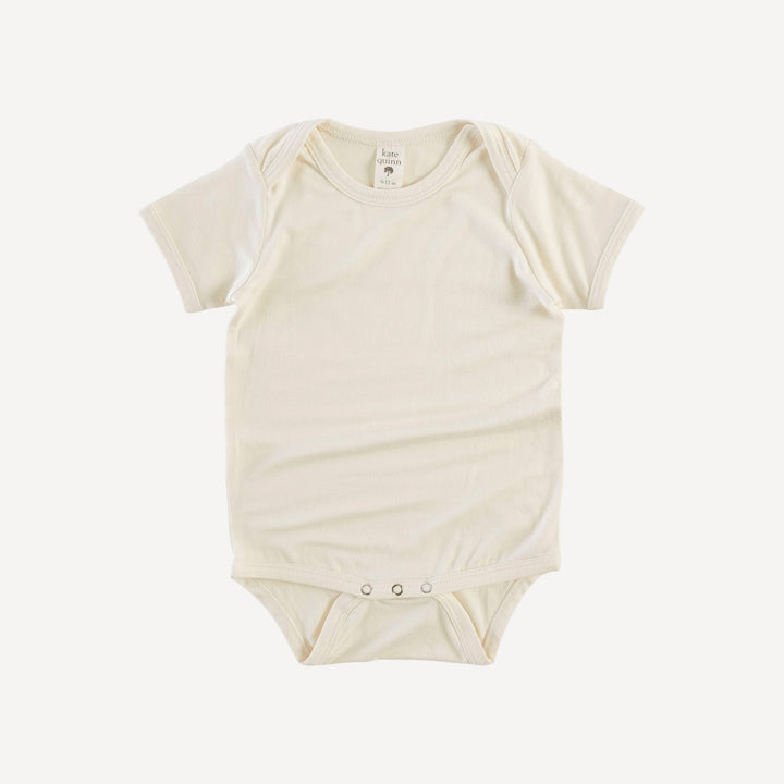 short sleeve lap neck bodysuit | oatmeal | bamboo