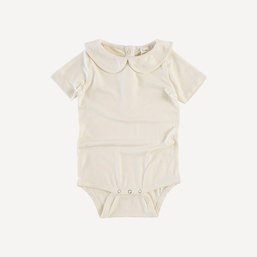 short sleeve classic peter pan bodysuit | oatmeal | bamboo