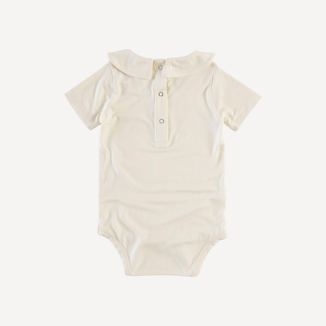 short sleeve classic peter pan bodysuit | oatmeal | bamboo