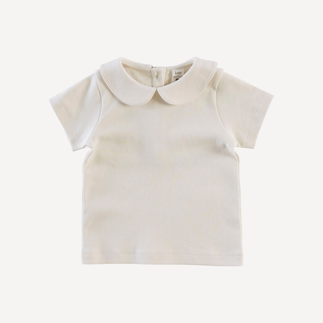short sleeve peter pan tee | oatmeal | organic cotton interlock