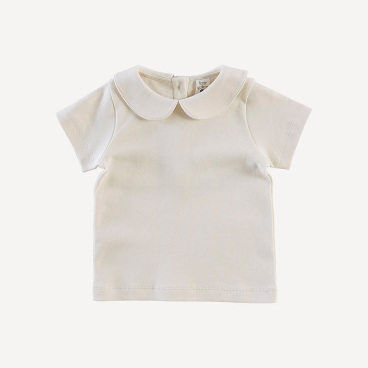 short sleeve peter pan tee | oatmeal | organic cotton interlock