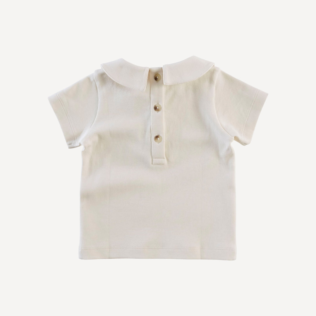 short sleeve peter pan tee | oatmeal | organic cotton interlock