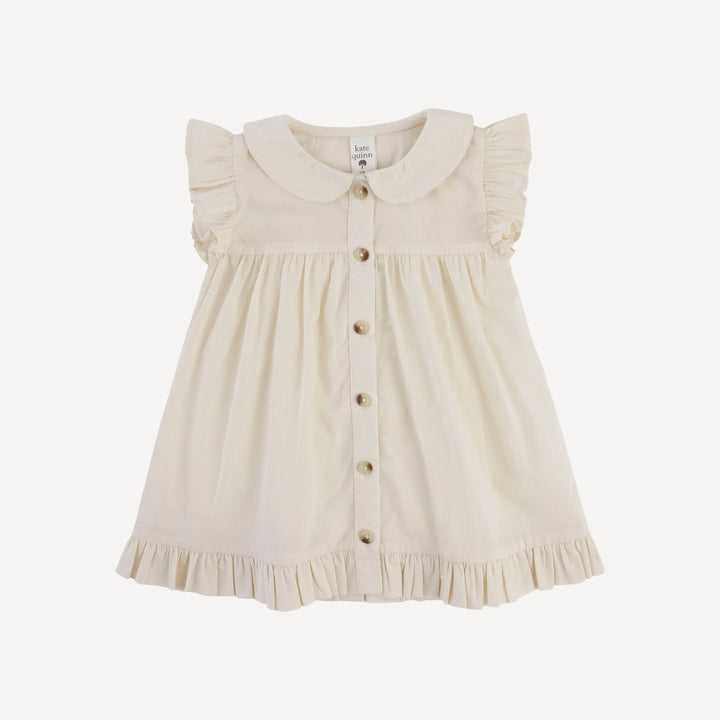 sleeveless peter pan button ruffle top | oatmeal | organic cotton woven
