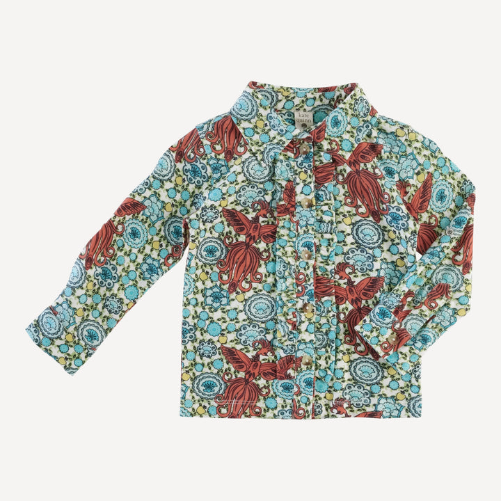 long sleeve rolled tuxedo shirt | firebird | organic cotton jersey